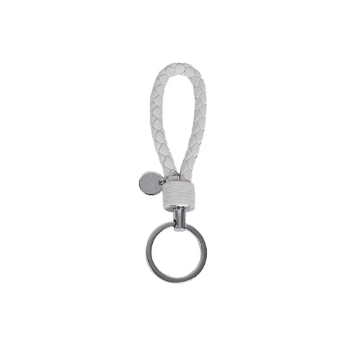 Bottega Veneta Leather Keychains Unisex Cream