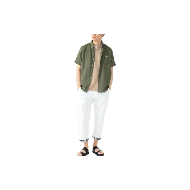 Beams Shirts Men Olive Green-1