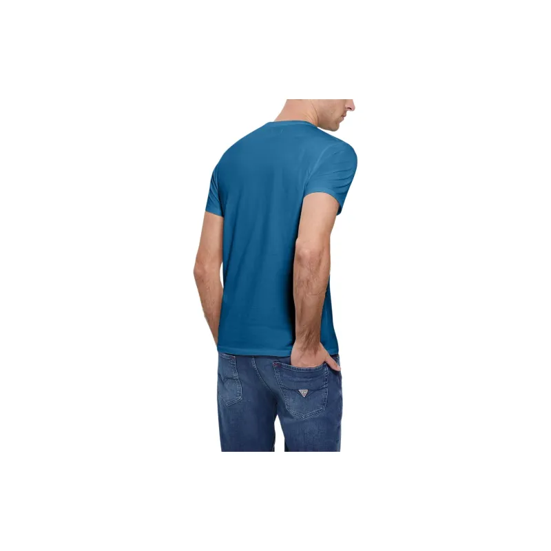 GUESS Embroidered Logo Tee T-Shirt Men's Blue-4