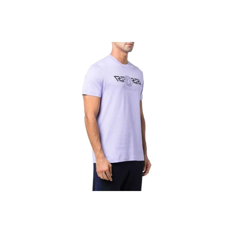 VERSACE Men New Logo Tee Lilac & White-3