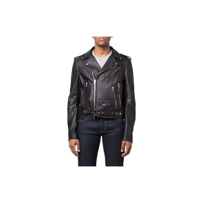 AMIRI Perfecto Leather Jacket With Paint Embroidery-1