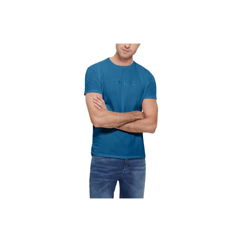 GUESS Embroidered Logo Tee T-Shirt Men's Blue-1