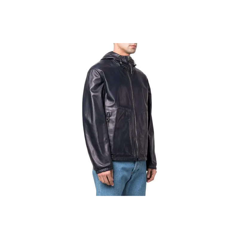 Ferragamo Leather Jackets Men Black-1