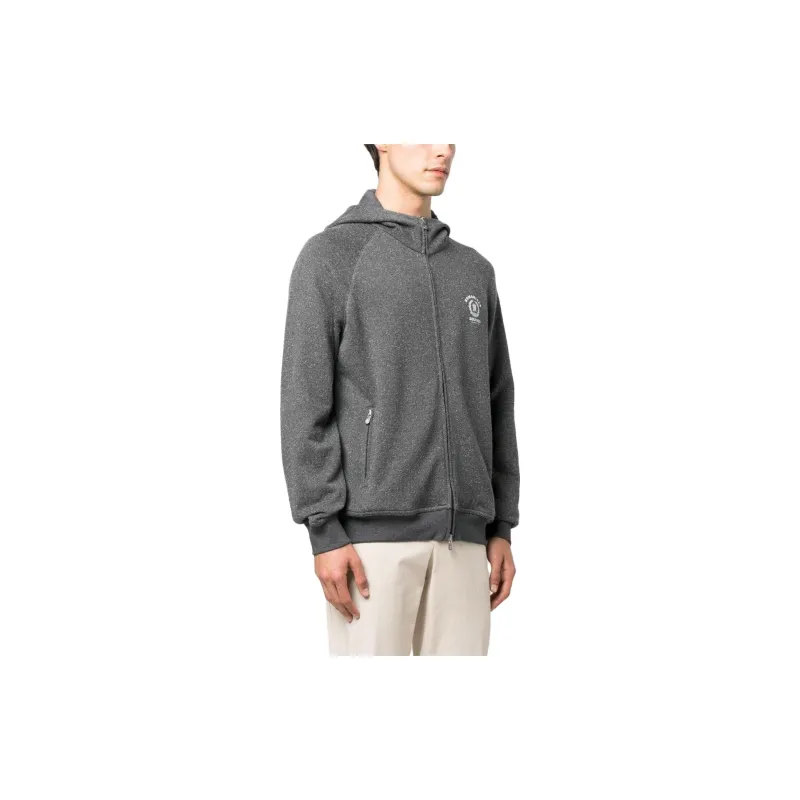Brunello Cucinelli Logo print Zip up Hoodie-3