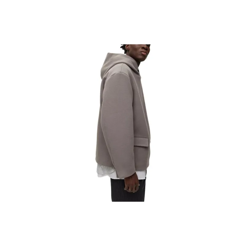 HUGO BOSS Regular-Fit Hooded Jacket In Virgin Wool Jackets Coats Men's Gray-3