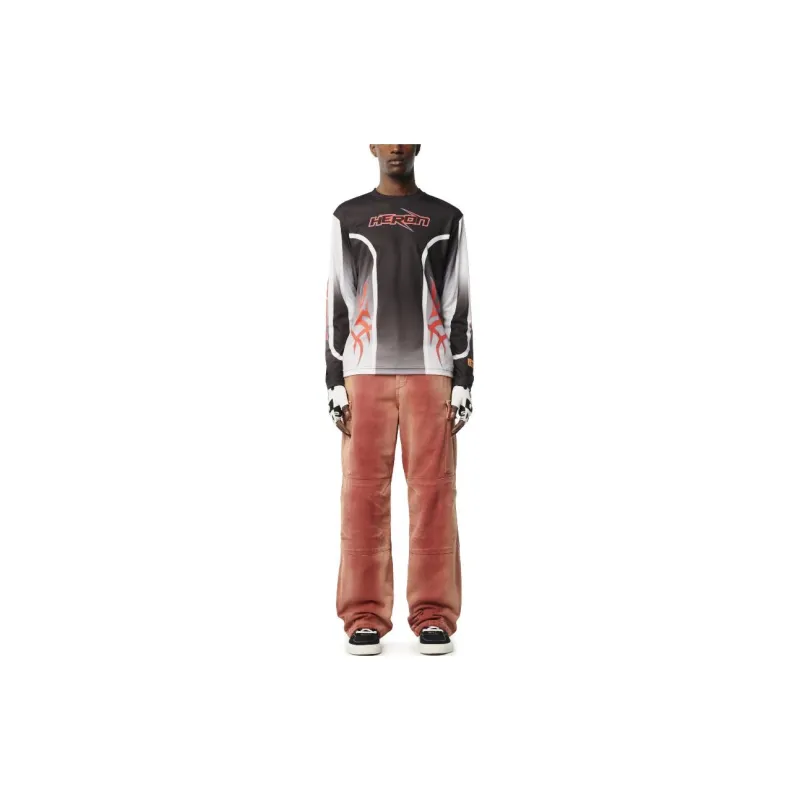 HERON PRESTON Distressed effect Cotton Cargo Trousers-3