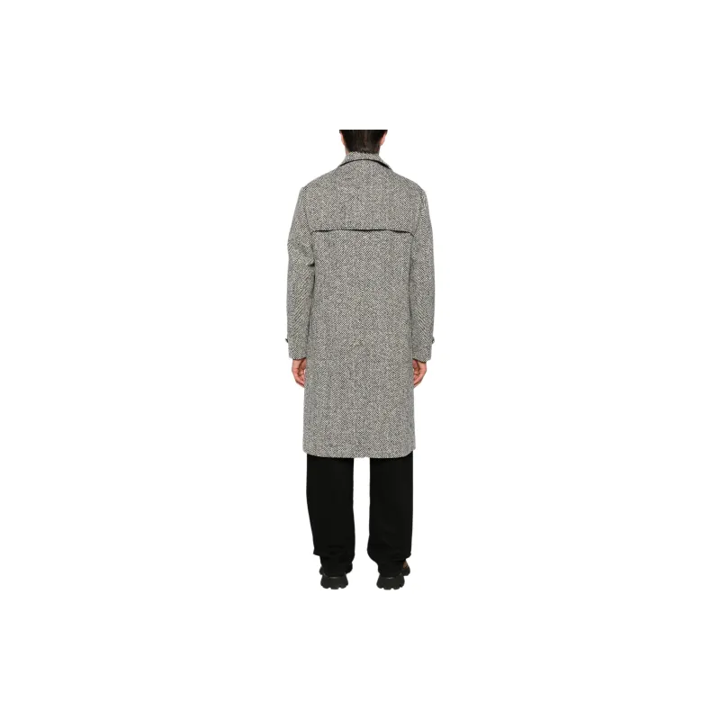 Brunello Cucinelli Herringbone Pattern Double Breasted Coat-2
