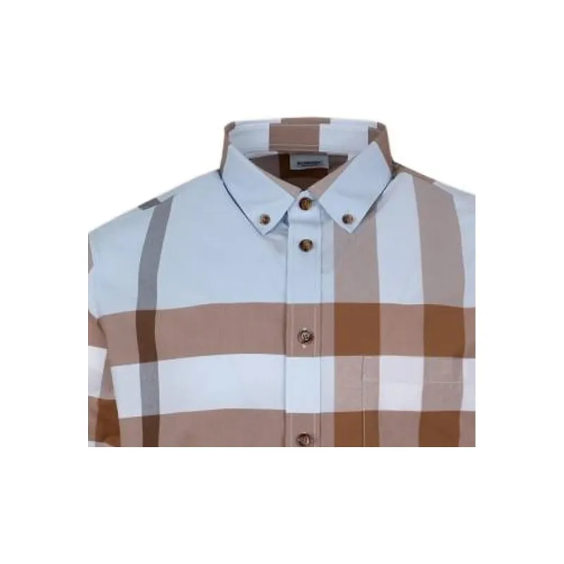 Burberry Slim Fit Check Stretch Cotton Poplin Shirt-4
