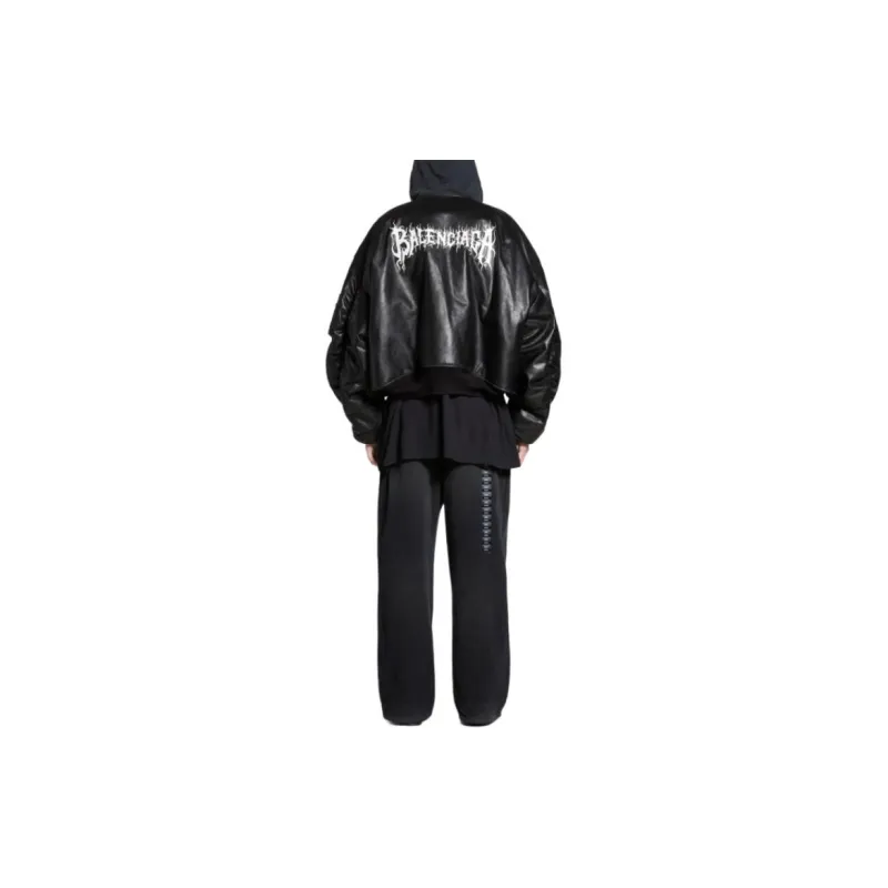 Balenciaga Leather Jacket Unisex Black-3