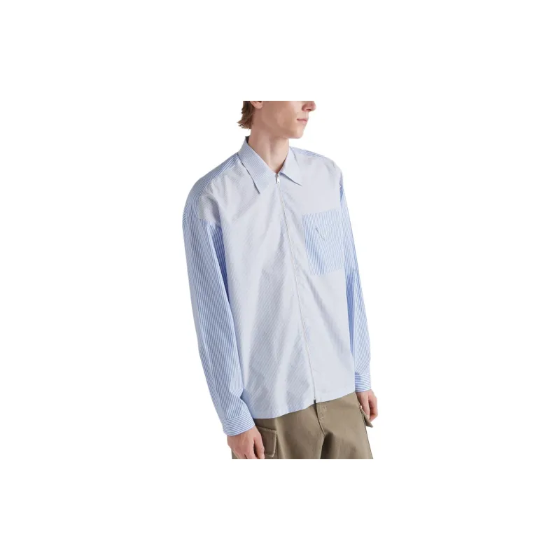 PRADA Technical Cotton Shirt Shirt Men's Blue-3