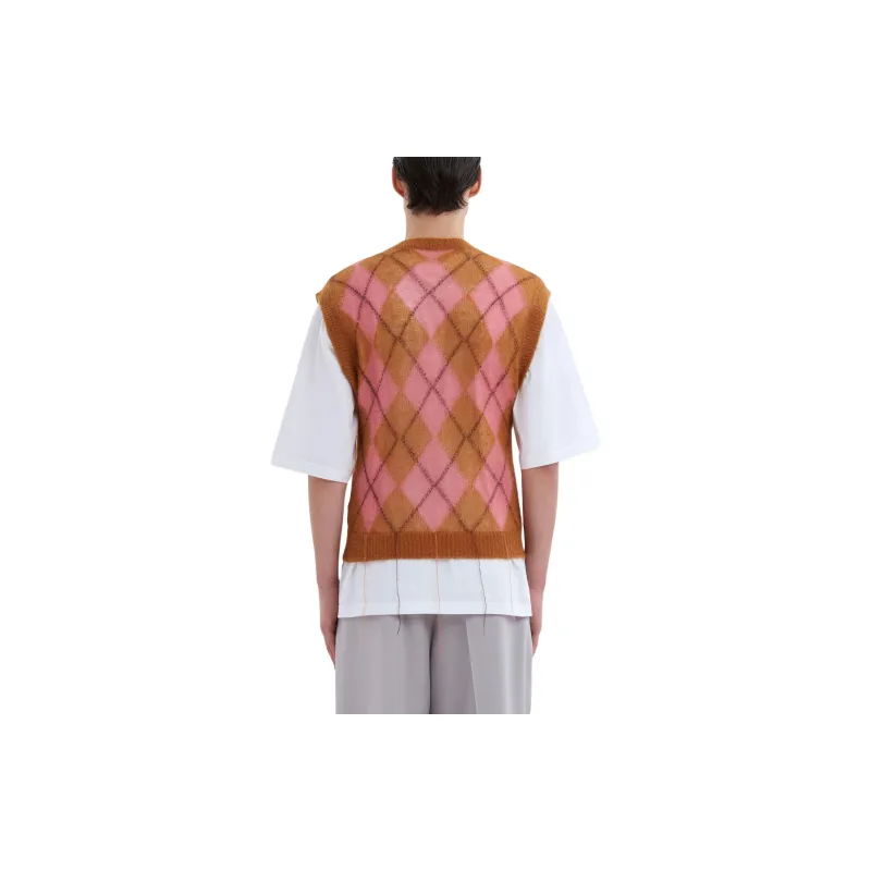 MARNI Mohair Argyle Vest With Floating Threads-2
