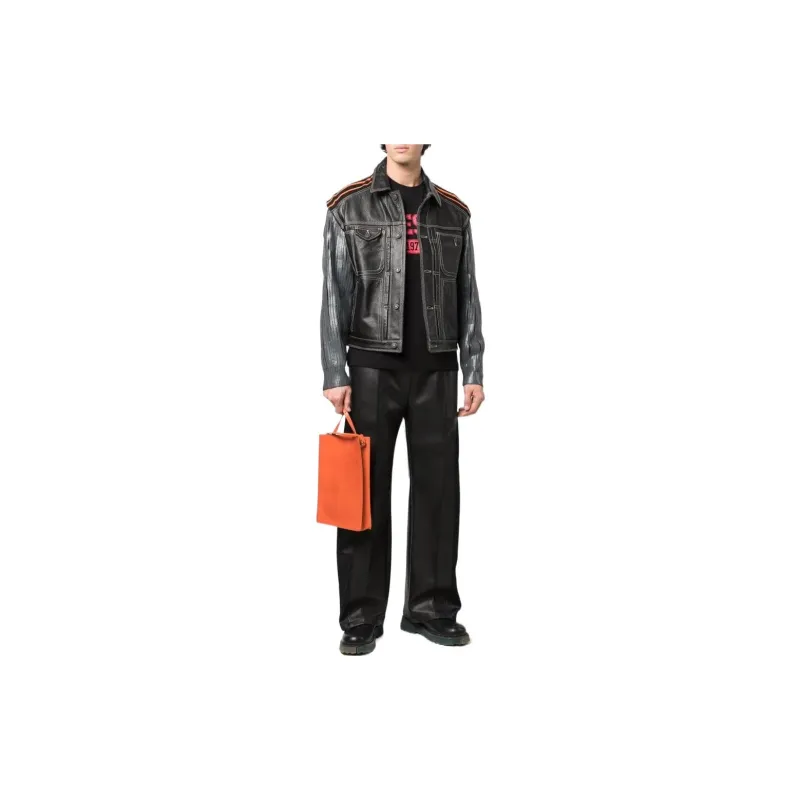 DIESEL Leather Jackets Men Black-1