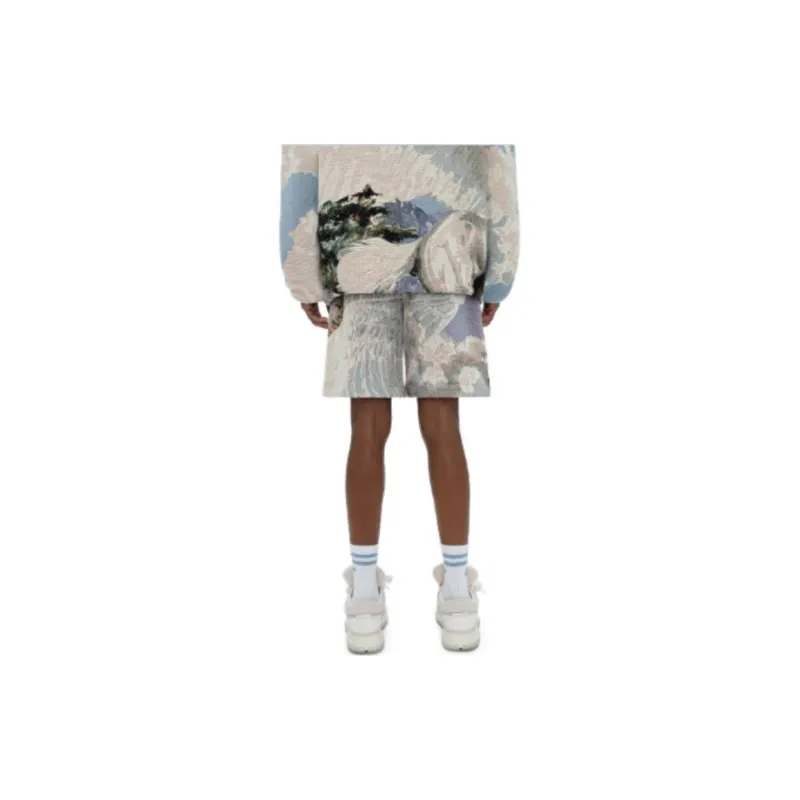 AMIRI Casual Shorts Men Blue With White Lettering-1