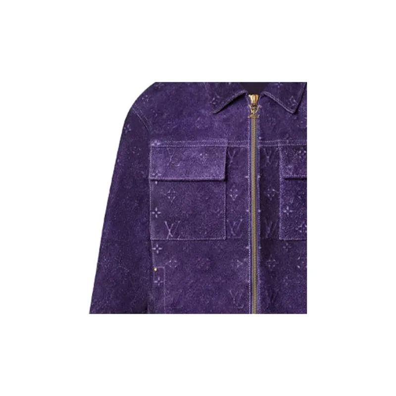 LOUIS VUITTON Workwear Monogram Embossed Suede Jacket-4