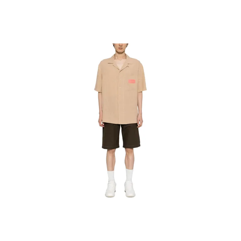 OFF WHITE Slogan print Linen Shirt-2