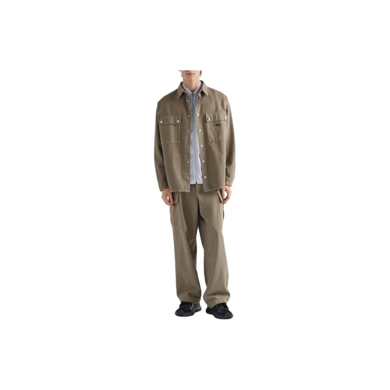 PRADA Technical Cotton Shirt Shirt Men's Blue-1