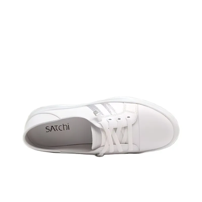 Satchi Anti Slip Wear Resistant Low Top Skateboard Shoes Women's White-2