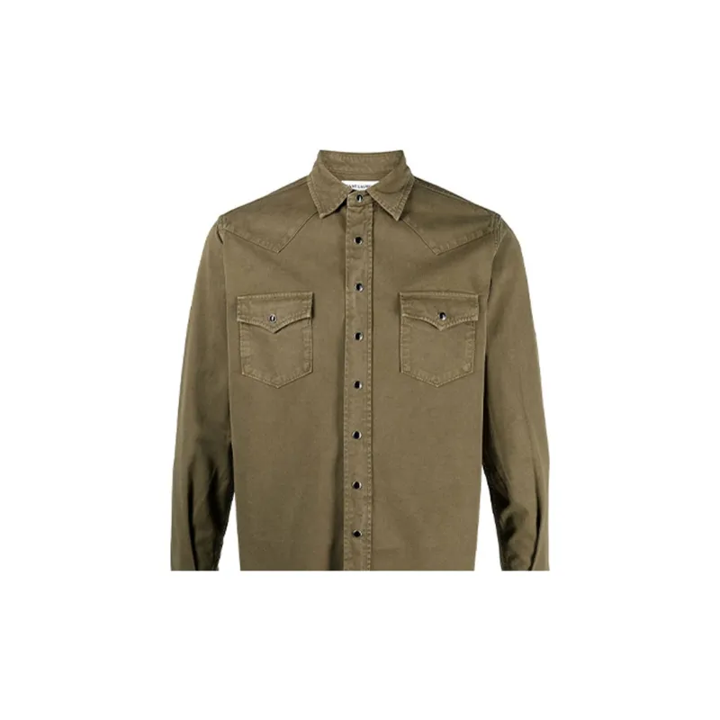 SAINT LAURENT Stonewashed Western Shirt-4