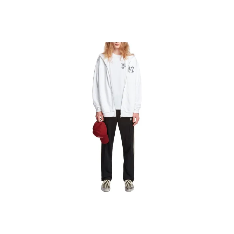 PALM ANGELS Monogram Embroidered Cotton Hoodie-1