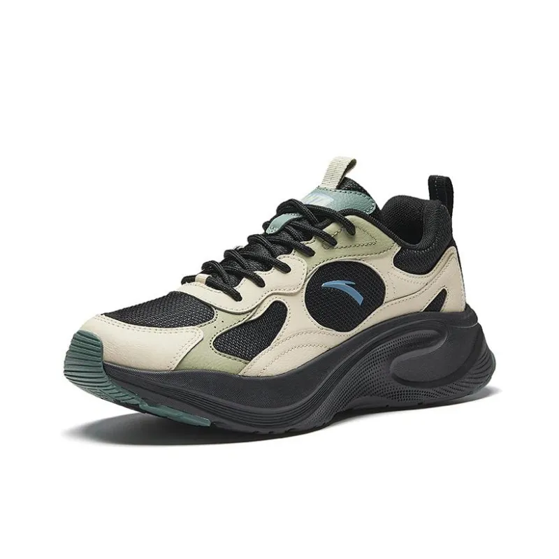 Anta Anti-Slip Wear-Resistant Low-Top Casual Running Shoes Men's Black Beige Green-1