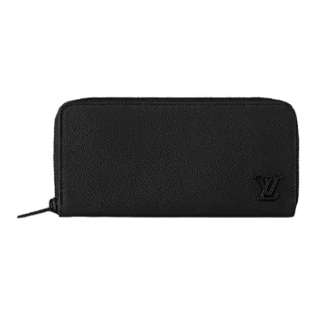 LOUIS VUITTON Zippy Cow Leather Wallet Men's Black