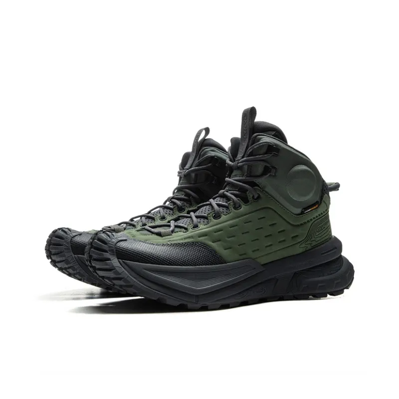 LiNing CF Su Xingchuan Anti-Slip Wear-Resistant High-Top Trekking Shoes Unisex Black Green-2