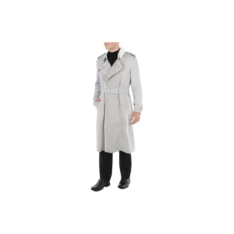 Burberry Trench Coat Men's Gray White-4