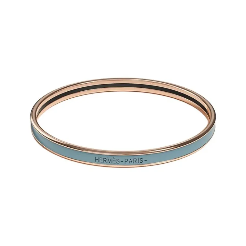HERMES Enamel Bangles Unisex Sharton Blue-0