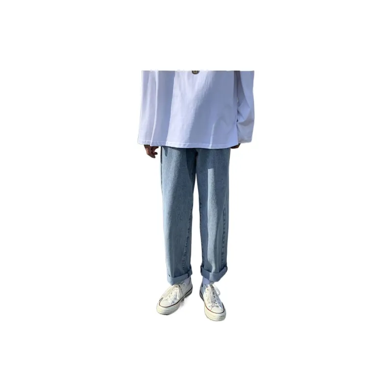 FAIRWHALE Thin Jeans Unisex Denim Blue-5