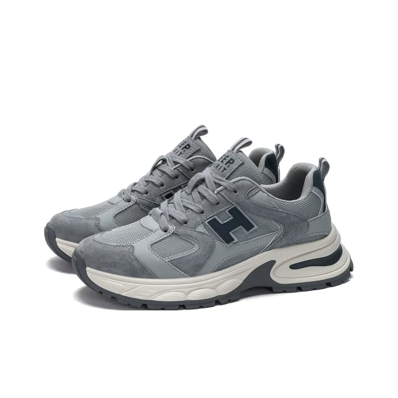JEEP SPIRIT Height Increasing Wear Resistant Lightweight Slip Resistant Low Top Chunky Sneakers Men's Moon Dust Gray-3