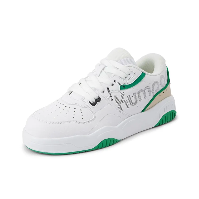 KUMPOO Wear Resistant Breathable Supportive Lightweight Rebound Low Top Badminton Shoes Unisex White Green-3
