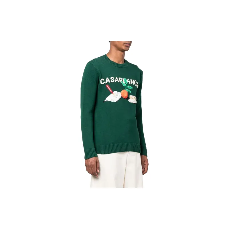 CASABLANCA Crew Neck Orange Jumper-1