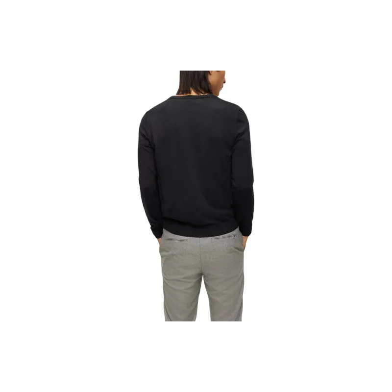 HUGO BOSS Button Up Cardigan In Virgin Wool With Embroidered Logo Sweater Men's Black-4