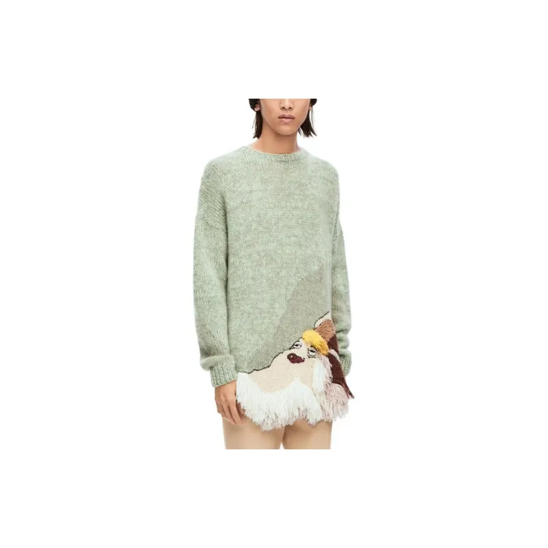 LOEWE SS23 Cashmere Sweaters Unisex Fennel Green-4