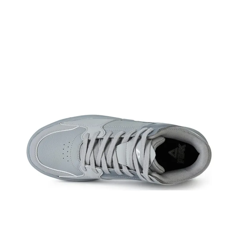 PEAK Lightweight Large Triangle 1.0 Anti Slip Wear Resistant Mid Top Skateboard Shoes Men's Silver Gray-2
