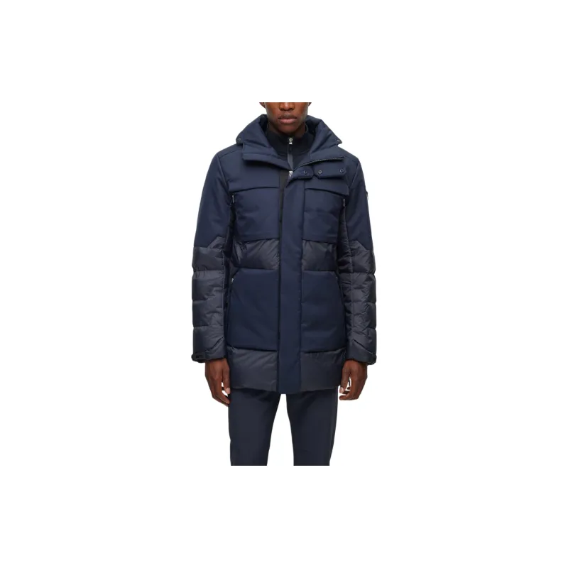 HUGO BOSS Mixed Material Down Jacket With Detachable Hood Jackets & Coats Men's Dark Blue-1