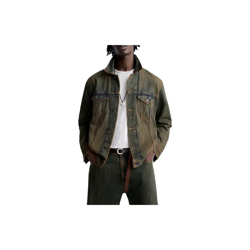 ZARA Denim Jacket Men's Green/Blue-2