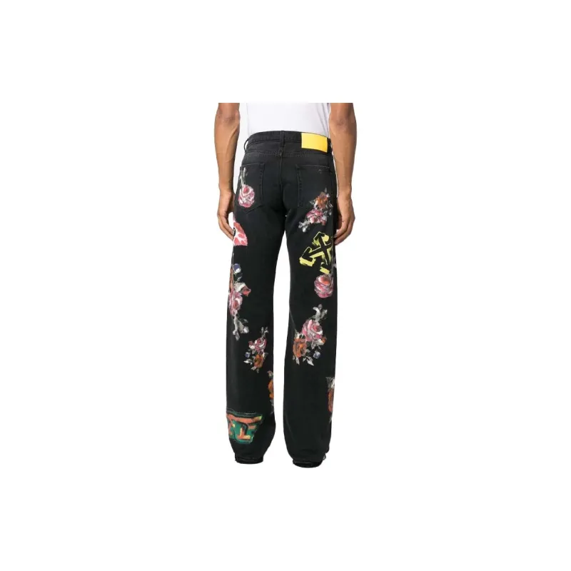OFF-WHITE Arrows-motif Floral Print Jeans-2