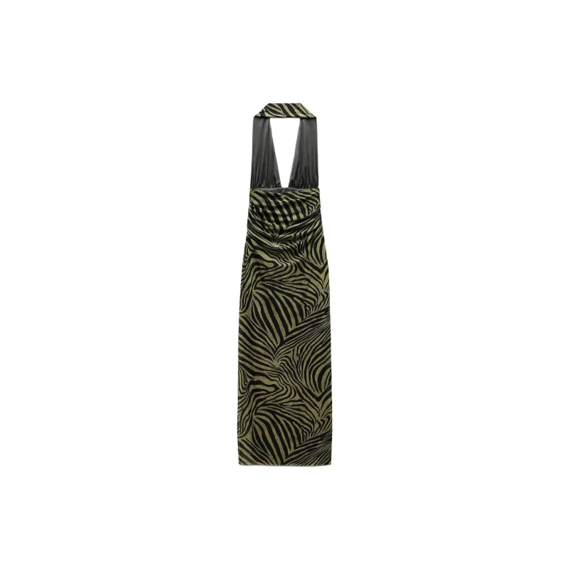 ZARA Sleeveless Dress Women's Green-1