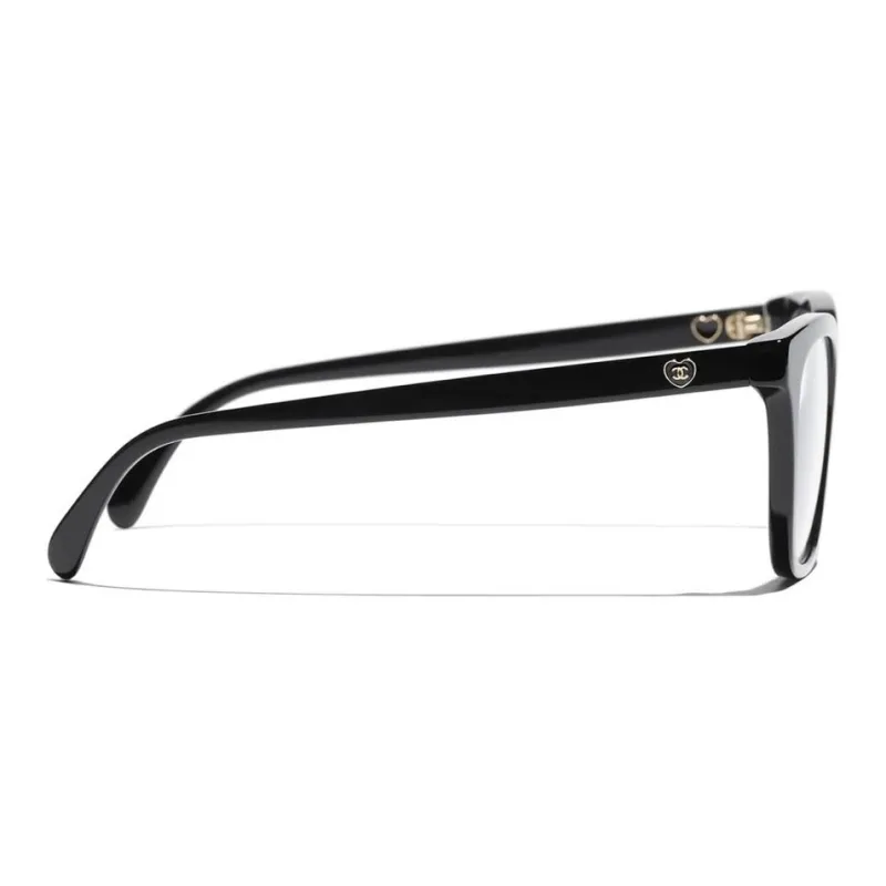CHANEL Acetate Irregular Shape Eyeglass Frames Unisex Black-2