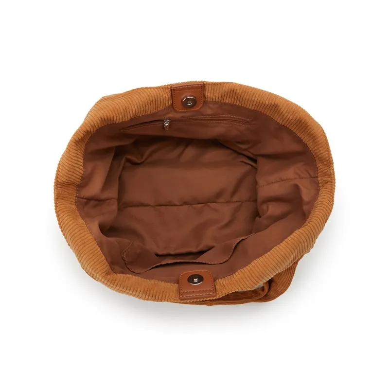 Hotwind Fabric Shoulder Bag Medium Size Women's Beige/Light Brown-3