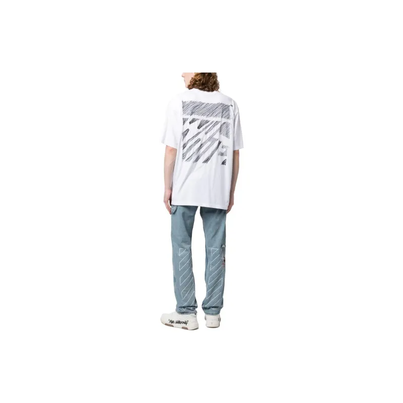 Off Scribble Diag Print T shirt-3