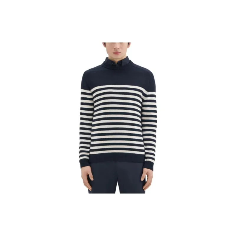THEORY Striped Crewneck Knit Sweater-1