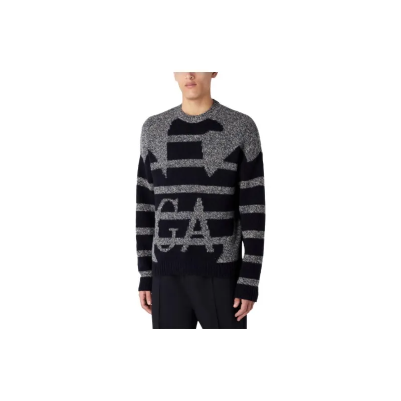 EMPORIO ARMANI Logo Intarsia Knit Crewneck Jumper-5