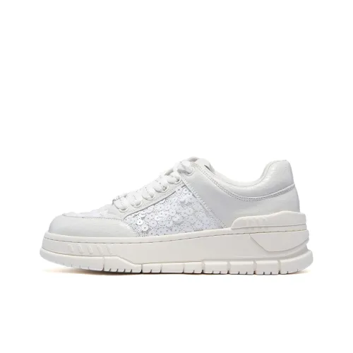 ST&SAT Skateboard Shoes Women's Low Top White/Silver
