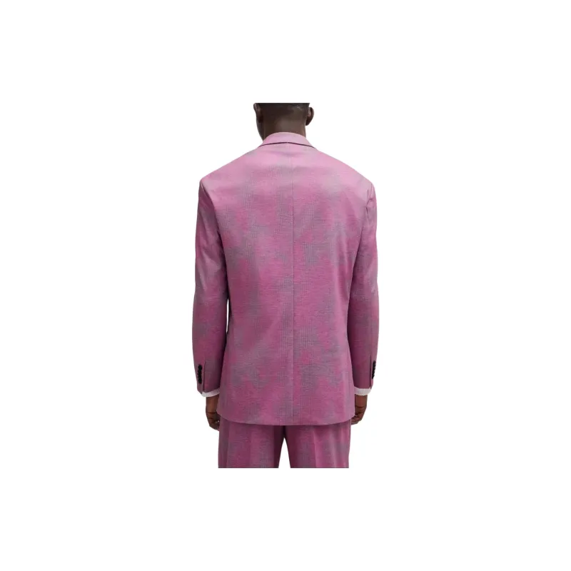 HUGO BOSS Modern-Fit Suit In Printed Performance-Stretch Fabric Business Suits Men's Pink-4