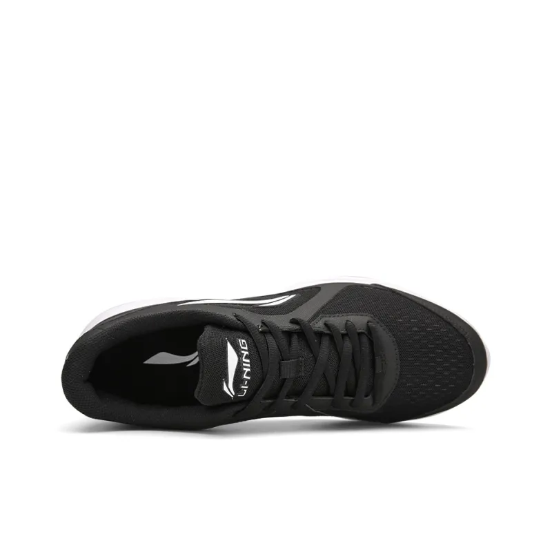 LiNing Cushioning Slip Resistant Moisture Wicking Low Top Running Shoes Men's Black White-1