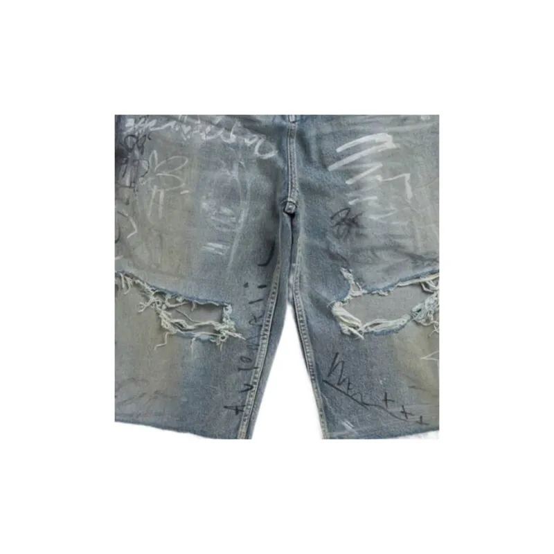 Balenciaga FW23 Denim Shorts Loose Fit Style Unisex Blue-5