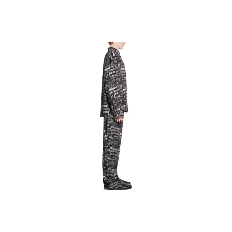 Balenciaga All-Over Logo Long-Sleeve Shirt-4