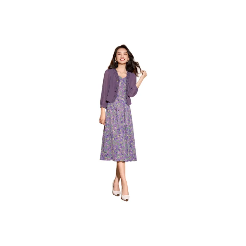 Mylan Two Piece Skirt Sets Women's Purple-1